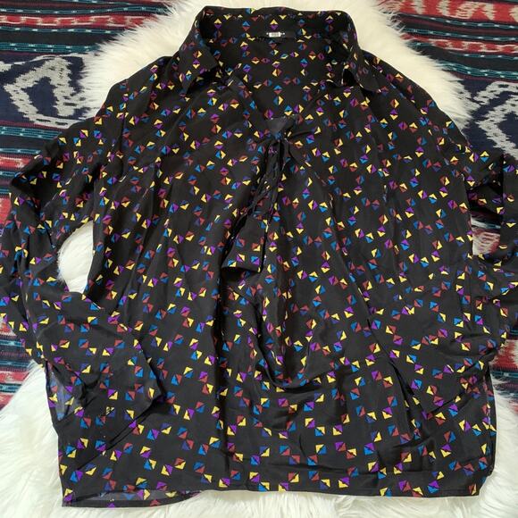 Derek Lam Silk geometric Collar Drape Blouse sz 10 - Picture 5 of 10